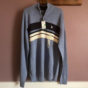 Men's Polo Blue and Black Sweater